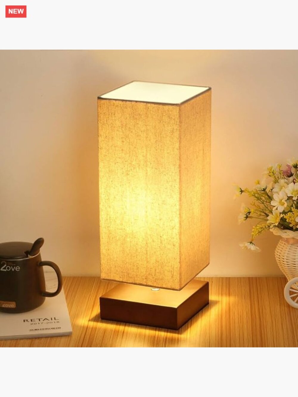 Touch Control Dimmable Table Lamp with Fabric Shade LED Bulb Included